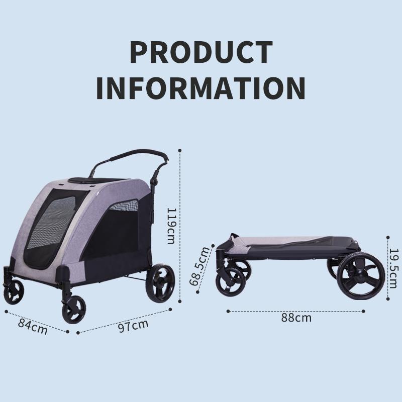 2024 High Quality Hot Selling Portable Large Pet Cart 4 Wheels Pet Trolley Sick Dogs Large Pet Stroller