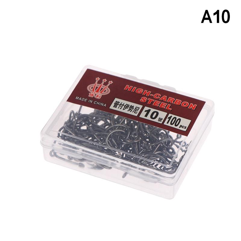 100Pcs/Box High Carbon Steel Fish Hook Durable High Strength Barbed Fishing Hooks With Ring For Carp Fishing Accessories
