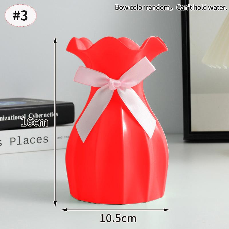 Imitation Ceramic Flower Vase Nordic Solid Color Plastic Dried Plants Vase Flower Arrangement Container Home Living Room Decor