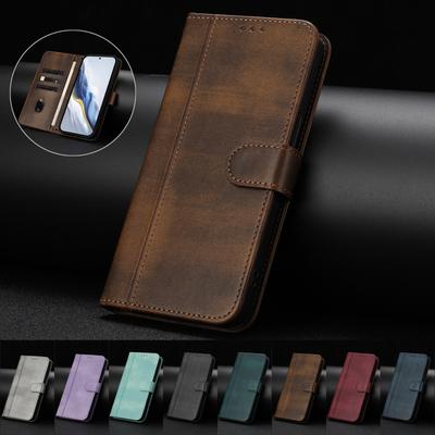 Funda de Cuero de Línea Simple de Lujo Para ZTE Blade A53 Pro/A35E/V70 Max/V40S/Z60 Ultra/A35/A55 Ranuras para Tarjetas Atracción Magnética Soporte Tapa Flip a Prueba de Golpes