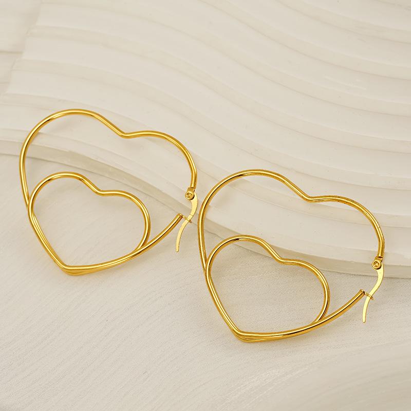 Trendy Double-Layer Heart Design Earrings: European & American Fashion, Versatile & Stylish for Women
