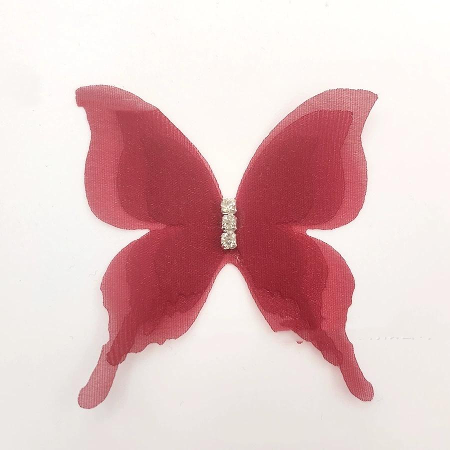 10 Stück Farbverlauf Organza Stoff Schmetterling Applikationen 3D 5CM Chiffon Schmetterling Verträumt Durchscheinend DIY Nähen Basteln Dekoration