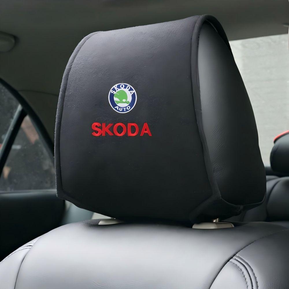 RUDX8 Car Headrest Cover Auto Seat Headrest Cushion Neck Pillow Case for Skoda Octavia Fabia Rapid Yeti Kodiaq Superb Octavia A 5 A 7
