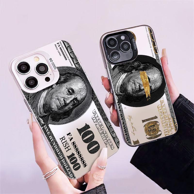 Dollar Bill Graphic Laser Phone Case For iPhone 17 16 15 14 Pro Max Plus 13 Mini 12 11 Pro Max 17 Air Shockproof Back Covers