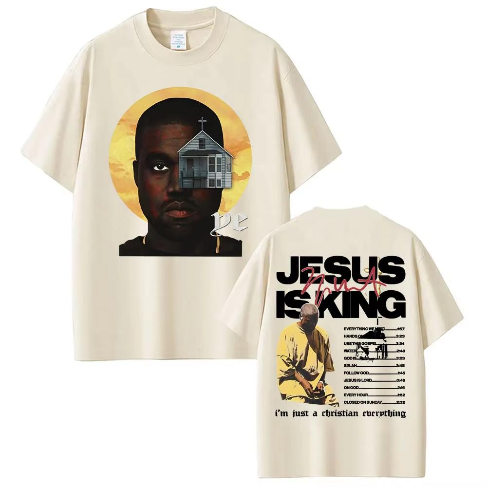 

Репер Каньє Вест Jesus Is King Двостороння Футболка Літня Унісекс та Жіноча Бавовняний Одяг Хіп-Хоп Мода Короткий Рукав L