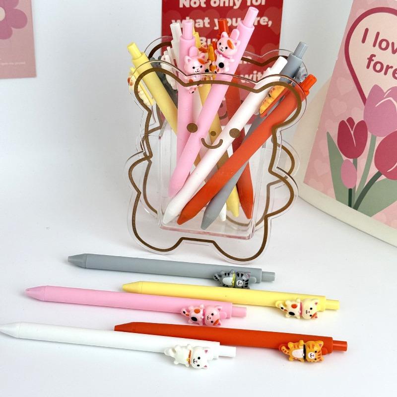 15Pcs Cute and Fun Cat Ballpoint Pens, Retractable Pens, Stationery, Office Supplies, and School Supplies, Signature Cute Student Stationery