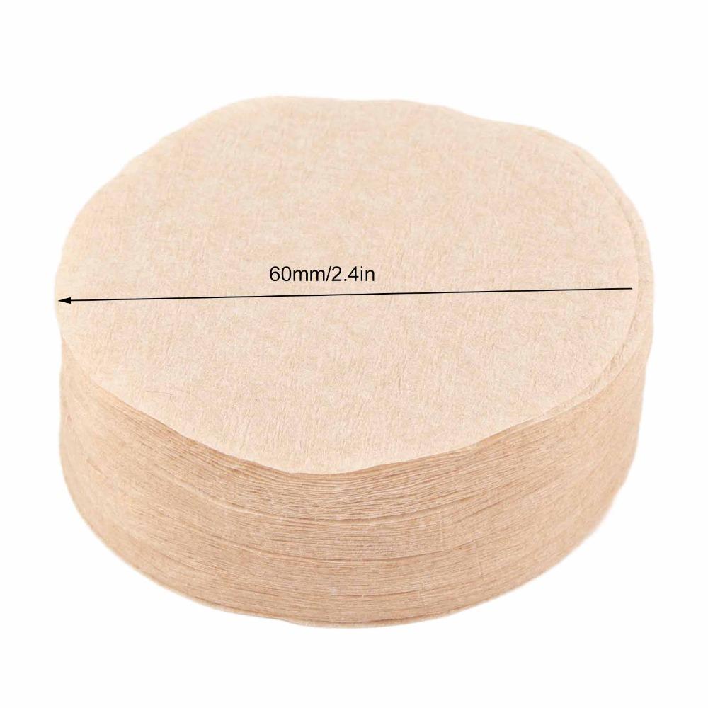 100 PCS Set Unbleached Paper Coffee Filter Paper Odorless Dia. 68mm Replacement Filter Dia. 60mm Round Shape Wooden Fiber Filter