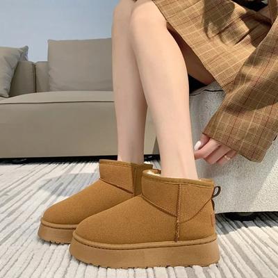 Classic Paragraph Winter Women Non-slip Short Plush Warm Snow Boots Casual Shoes New Suede Fur Ankle Boots Flats Platform
