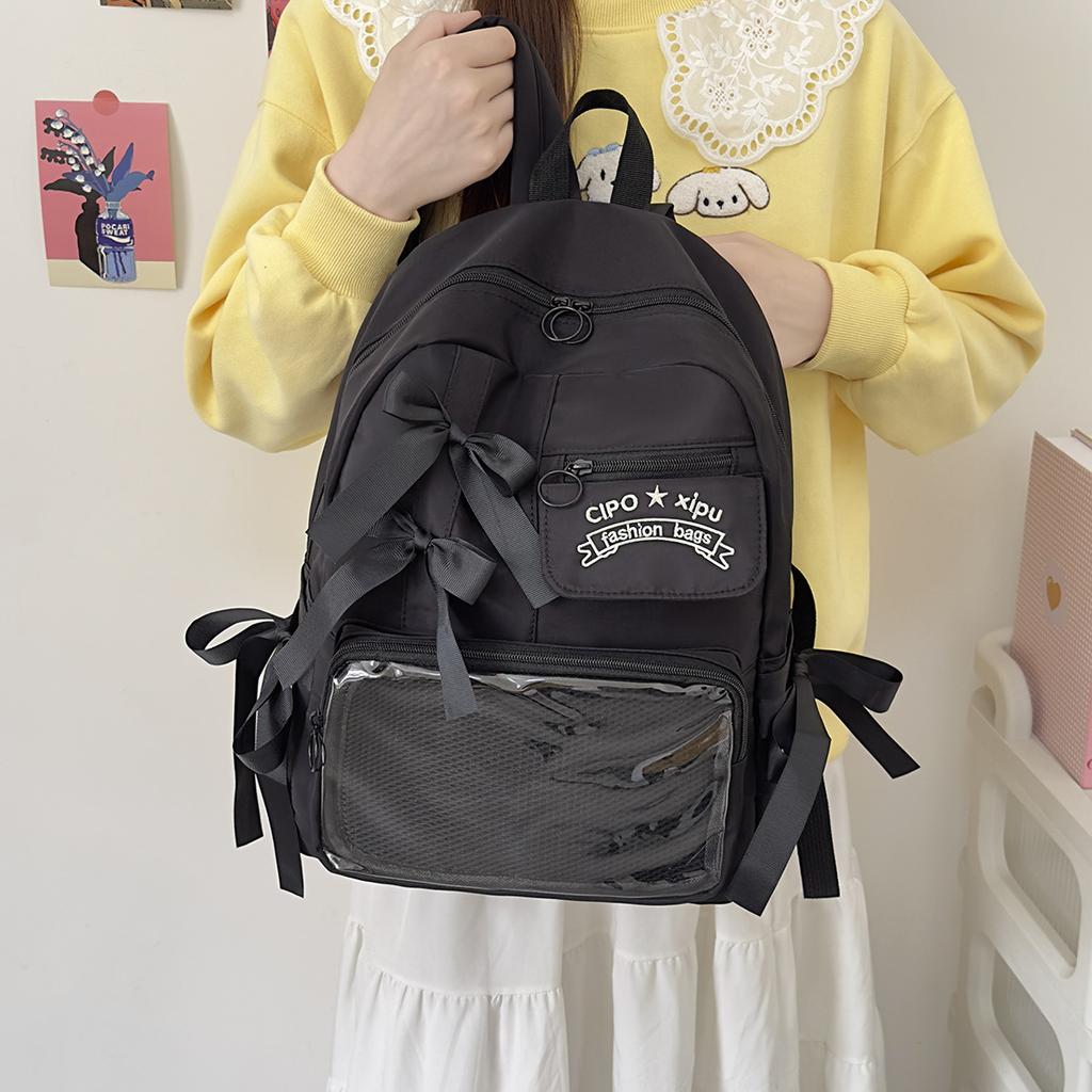 Schoolbag schoolbag female college student backpack high value girl versatile commuter new bow junior high school backpack
