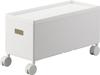 Yamazaki Tower Storage Box with Lid, Small, White, W15.5 X D35 X H19cm (including Casters), Caster-equipped Storage Wagon, Space-Saving Storage, 4554