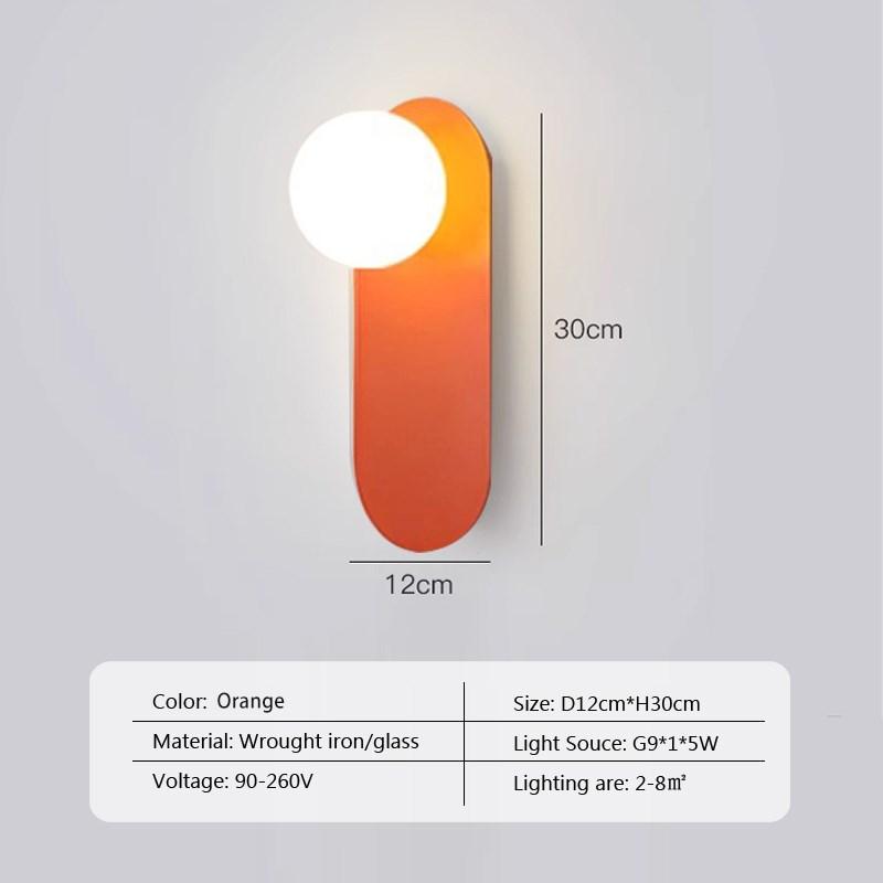 

Светодиодный настенный светильник Nordic Minimalist Glass Orange Wall Sconsons для спальни, гостиной, коридора, украшения, эстетичные светильники Warm white