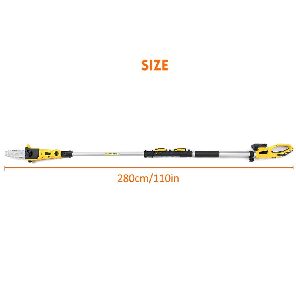 2.8M Cordless Telescoping Electric Chainsaw Pruner Home Garden Pole Saw Hedge Tree Trimmer Cutter Pruning Tool With1 Battery