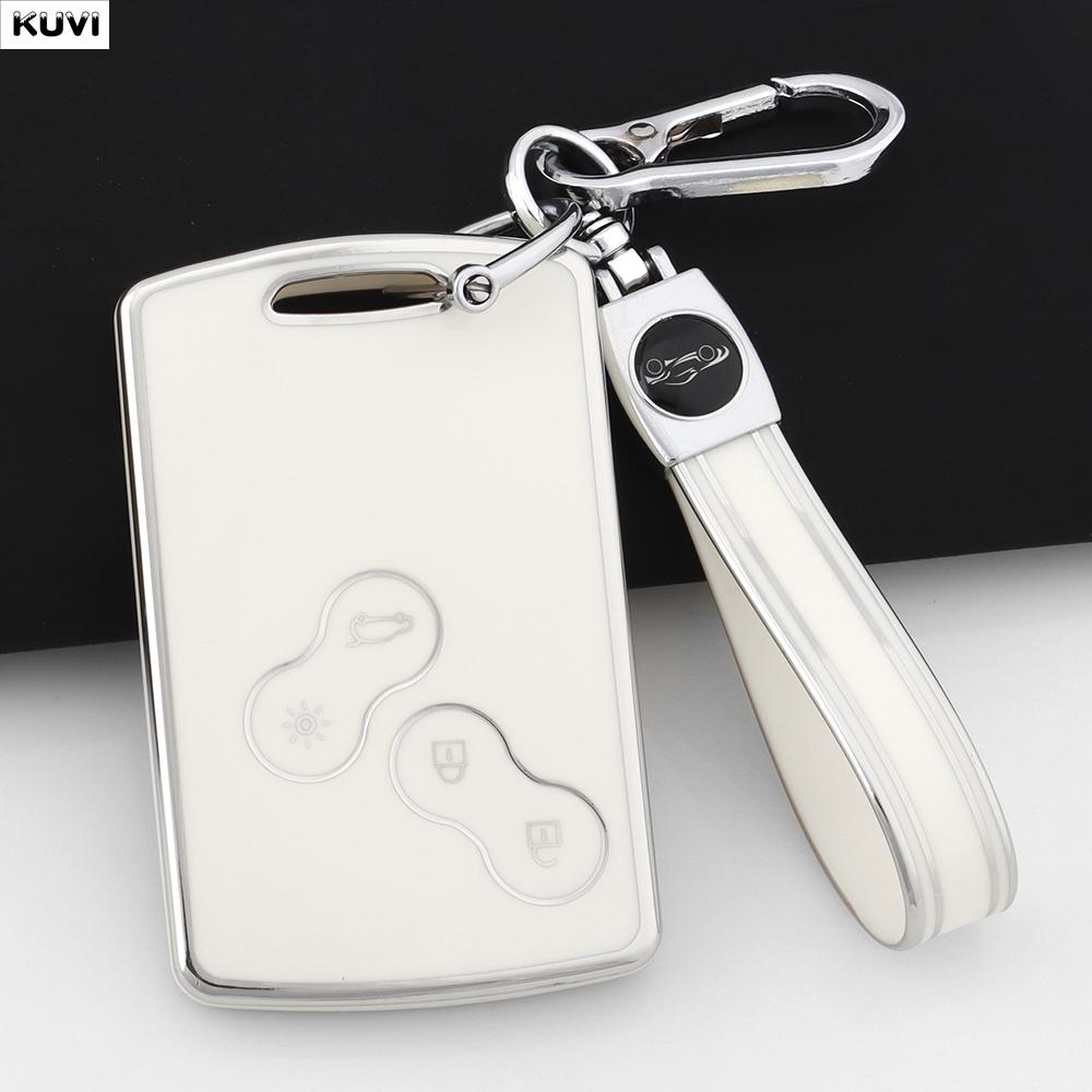 For Renault Megane 2 3 Clio Scenic Duster Kaptur Captur Logan Laguna Zoe Koleos Danilo Nema Fluence Pink TPU Car Key Case Cover
