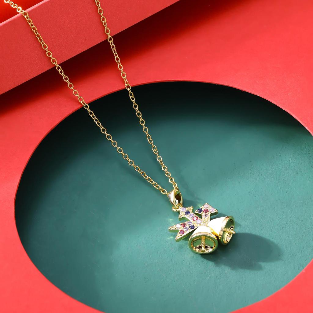 Non-Fading Christmas Tree & Firecracker Pendant Necklace for Women - European & American Style, Perfect New Year Gift