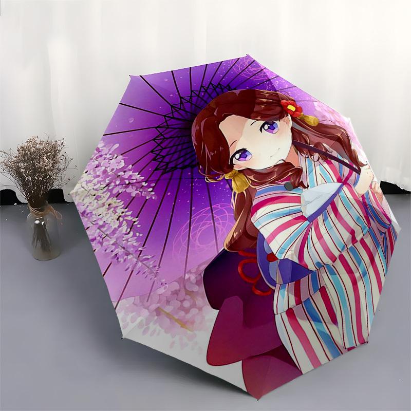 1pc Anime Character Inspired Outdoor Umbrella - Automatic Opening/Closing, Portable 3-Fold Design with Iron Frame - Perfect Gift for Fans, Travelers,