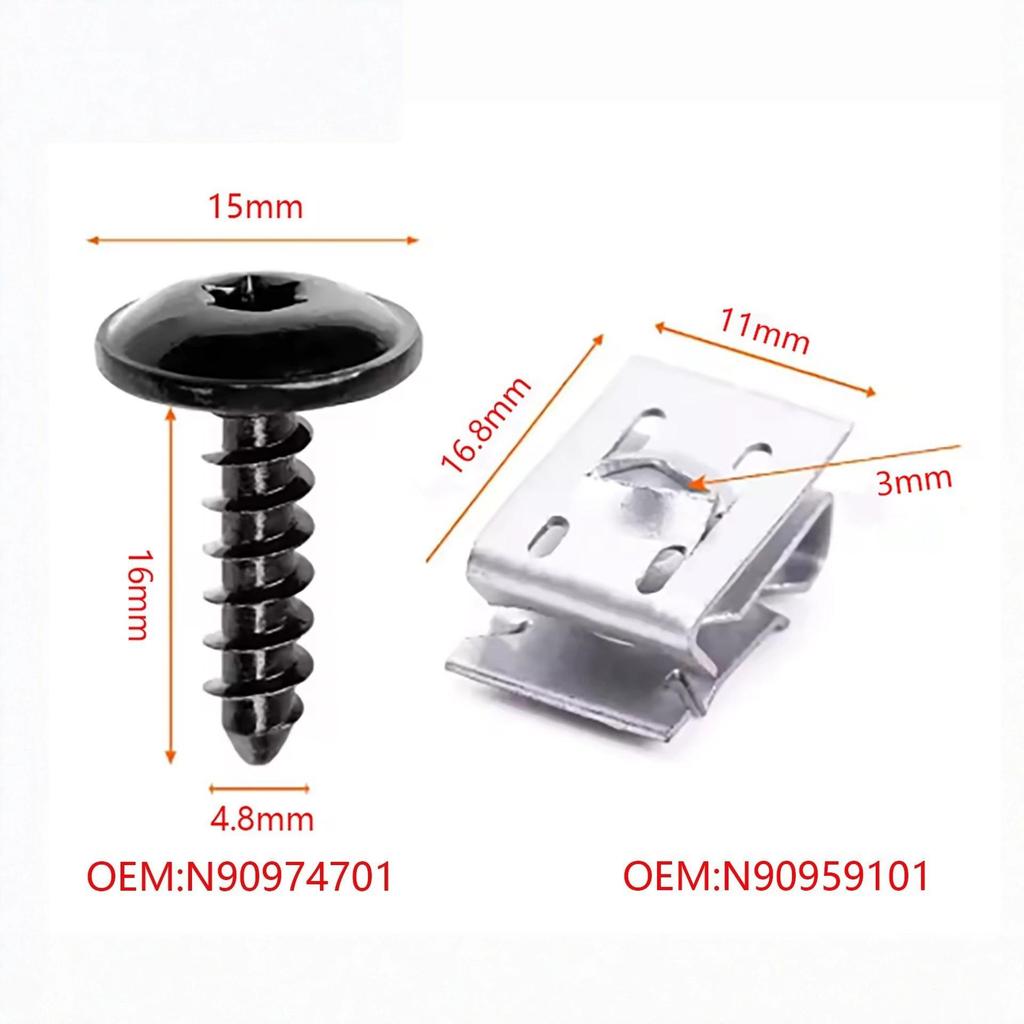 Volkswagen Fender Underbody Splash Guard Bolt & U-Nut Kit