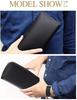 VAOYAO Carbon Fiber Long Wallet for Men, Zipper-Around Design, Coin Purse, Large Capacity, Card Slots, IC Card Storage, Stylish Solid Color, Popular,