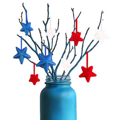 Glitter Table Centerpiece Decor Foam Stem Sticks 4th of July Memorial Day Star Hanging Ornaments Independence Day Decoration