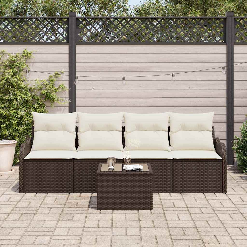 Garden Sofa Set Brown Poly Rattan