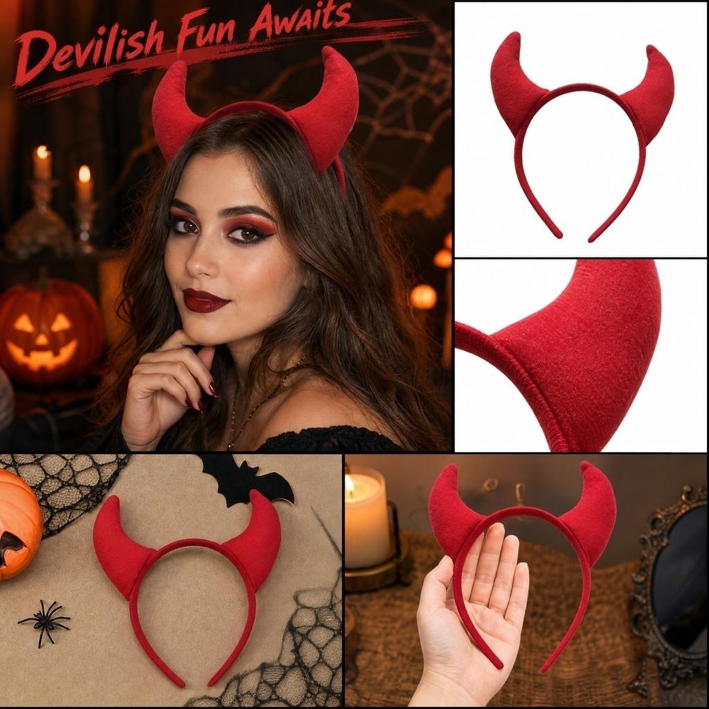 Bandeau Tête de Petit Diable pour Costume de Fête d'Halloween