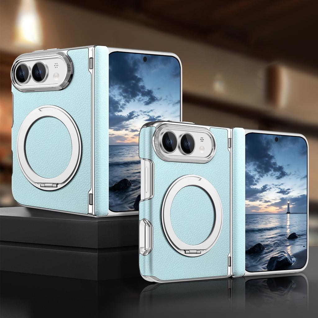 For iPhone Duo Ultra Fold Case Luxury Leather Matte Magnetic Rotating Bracket Shockproof Protection Hard Back Cover Accessories