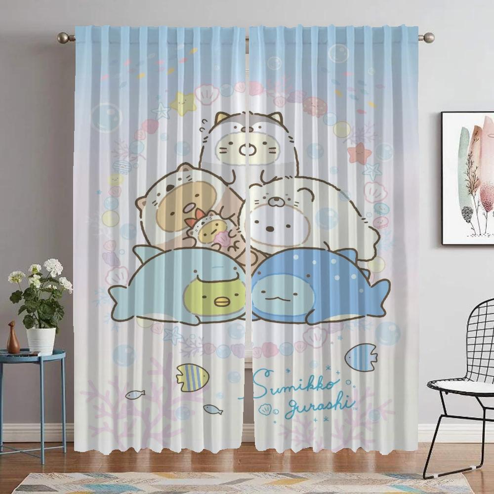 

Элегантные шторы для комнаты, 2 шт., Sumikko Gurashi, занавески для гостиной, тюль для спальни, украшения на Хэллоуин, перегородки, абажуры для детей W50xH70cmx2pcs-CL