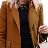 Lapel Long Sleeve Flap Pockets Solid Color Autumn Blazer Female Single Button