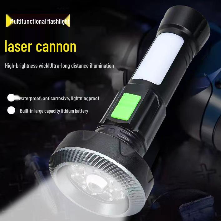 Rechargeable LED Flashlight with Multi-Mode, Long Range, and COB Side Light for Home and Outdoor Use