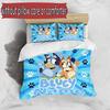 3pcs Duvet Cover Set (1*Duvet Cover + 2*Pillowcase, Without Core), Custom Name Bluey Pattern Bedding Set, Home Bedroom Decor Gift