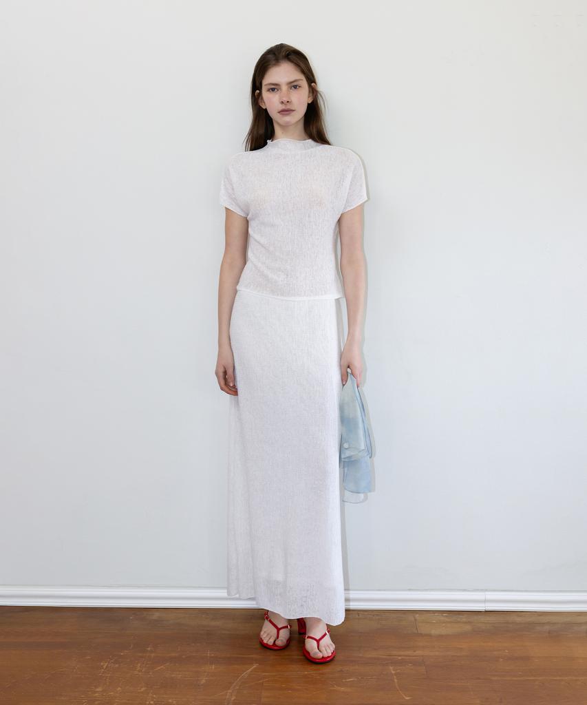 Deolil Wavy Linen Long Skirt_Ivory
