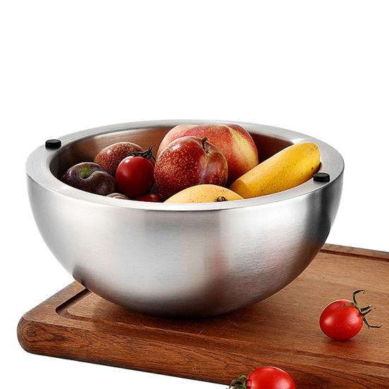 Salad Bowl 304 Stainless Steel Double Wall Insulated Serving Bowl with Non-Slip Base Hot Cold Dishes Buffet Serving Bowl