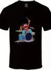 T-shirt Grafica Uomo Muppets Animal Drums - Manica Corta Nera Cotone Girocollo