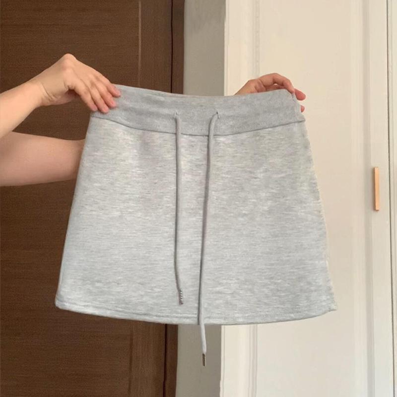 Grey Meat-covering A-word Short Skirt Women's New Summer High-waisted Sports Skirt Hip-wrapped Skirt