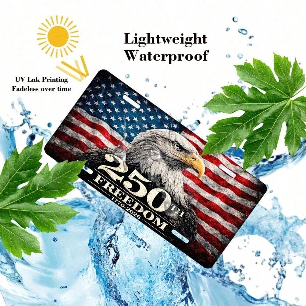 1776-2026 USA Patriotic License Plate 5.9x11.8in for Car Truck SUV, 250th Anniversary Aluminum Auto Tag, Rustproof Front Sign