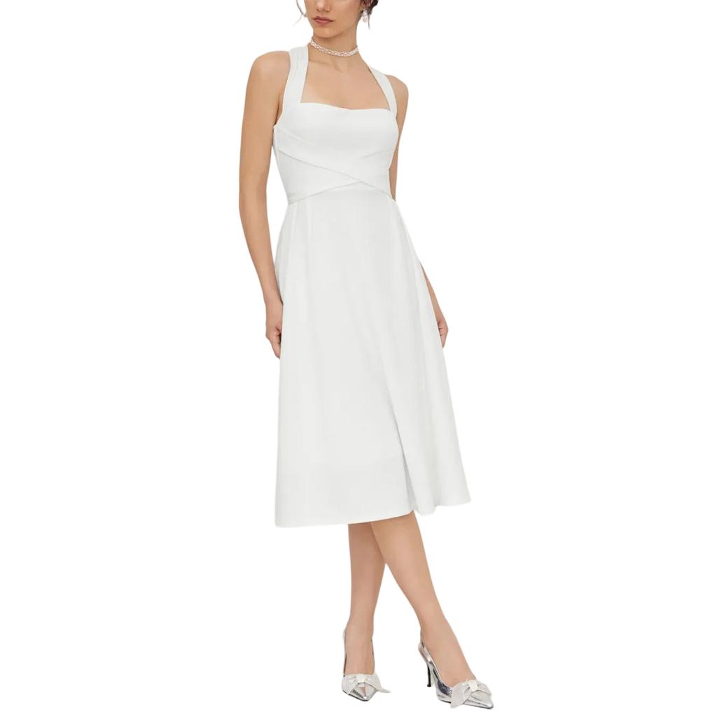 Trendy Women's Square Neck Spaghetti Strap Cami Dress - Sleeveless Color Fitted Waist Summer Casual Dress for Women 20