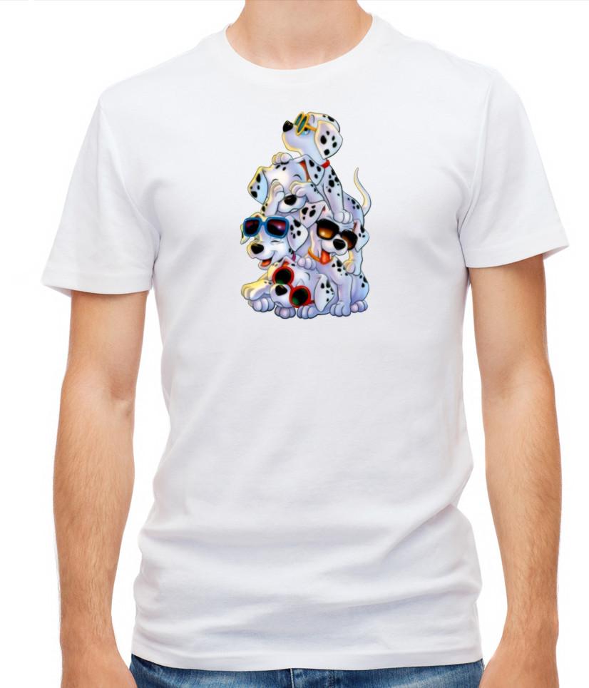 

101 Dalmatians Cartoon Characters White T Shirt Men s Short Sleeve F429 S