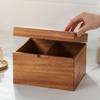 Square Wooden Organizer Box Natural Grain for Bedroom