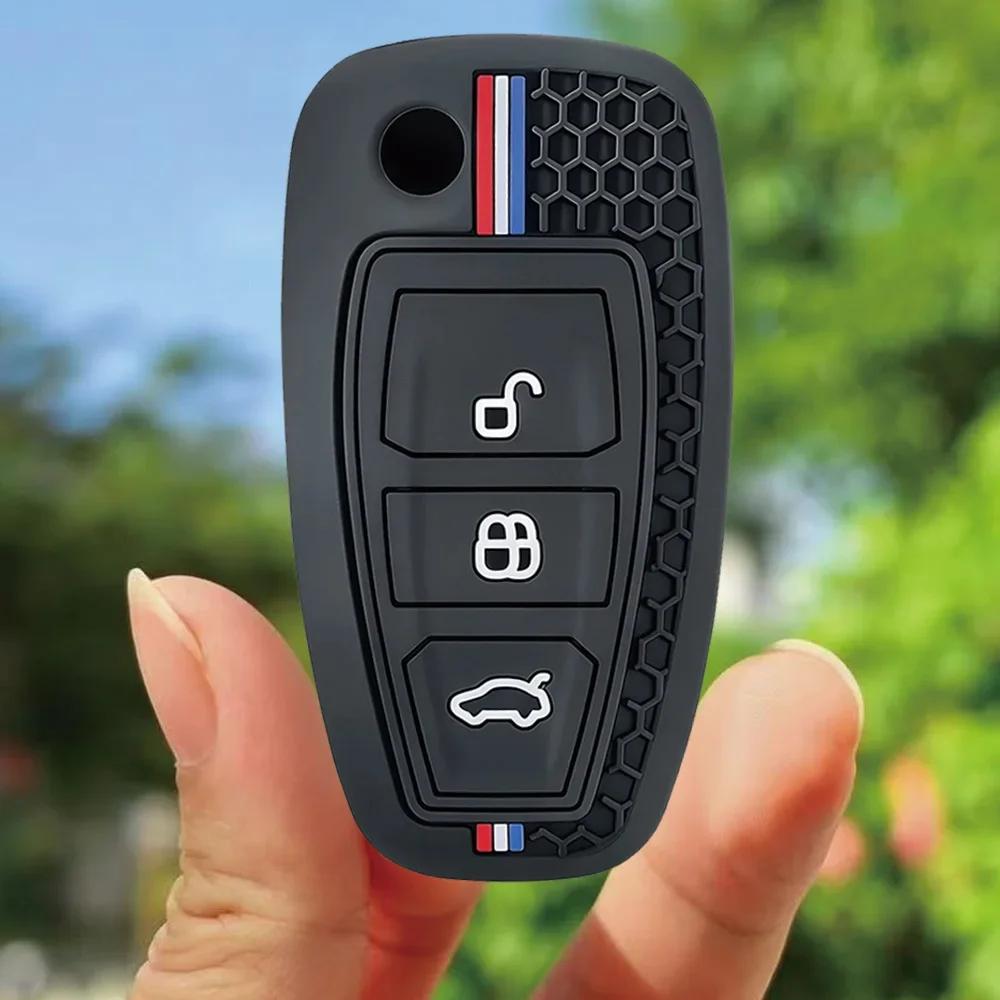 3 Button Silicone Car Remote Key Fob Cover Case For Ford Ranger C-Max S-Max Focus Mk3 Galaxy Mondeo Transit Tourneo Custom