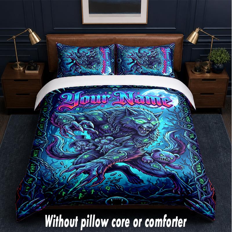Fantasy Magic Theme Custom Text Or Name 3Pcs Bedding Set,1 Flat Sheet & 2 Pillowcases Personalized Home Bedding