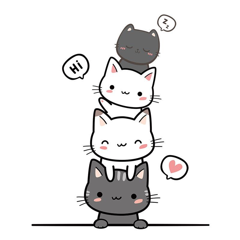 Sartoon Niedliche Katzenaufkleber zum Dekorieren von Schlafzimmer-Kleiderschranktüren Wasserdichte Selbstklebende Abziehbilder