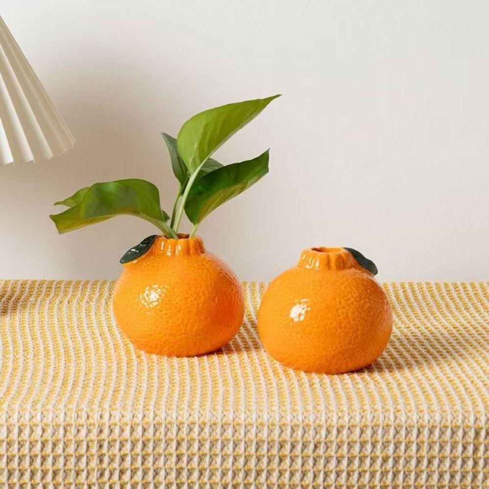 

Orange Shape Hydroponic Vase Home Decoration Plant Pot New Orange Vase