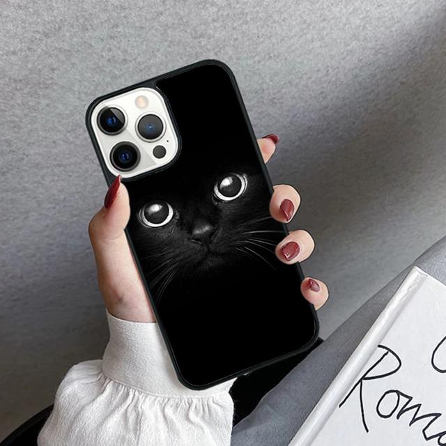 Black Cat Staring Eye Phone Case Cover For iPhone 17 Air 16 15 14 Plus 12 13 Pro Max Coque Shell Fundas