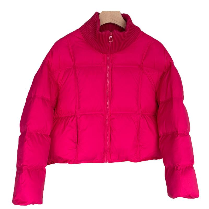 Knitted Turtleneck White Duck Down Jacket Women's Short Winter New High-end Puff Thickened Bread Jacket