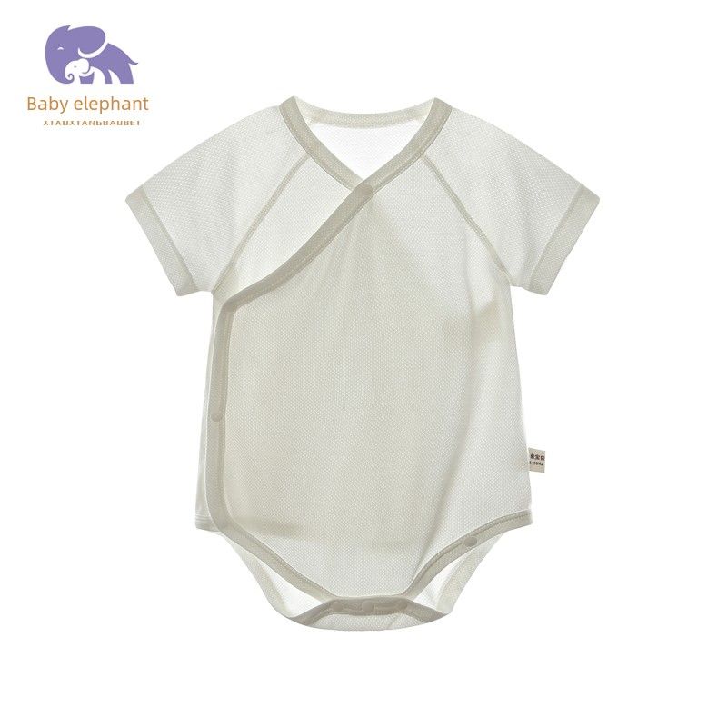 

Baby Long-Sleeve Romper Summer Thin A-Class Triangle Onesie Unisex Baby Sleepwear Newborn One-Piece Crawling Suit White (Short Sleeves) 90