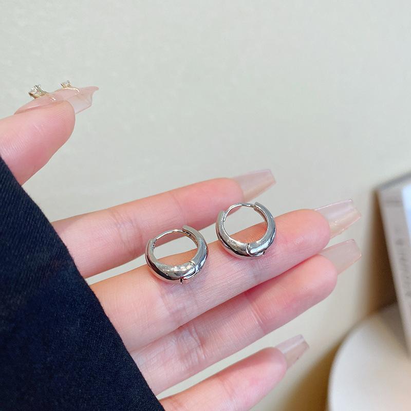 

Silver Pigment Ring Earrings Women s Niche Design Advanced Cold Wind Earrings Personalized Earrings