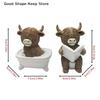 Cute Reading Cow Statue Scottish Highland Cow Resin Figurines Funny Bathing & Desk Decoration Home Bathroom Office Holiday Gift