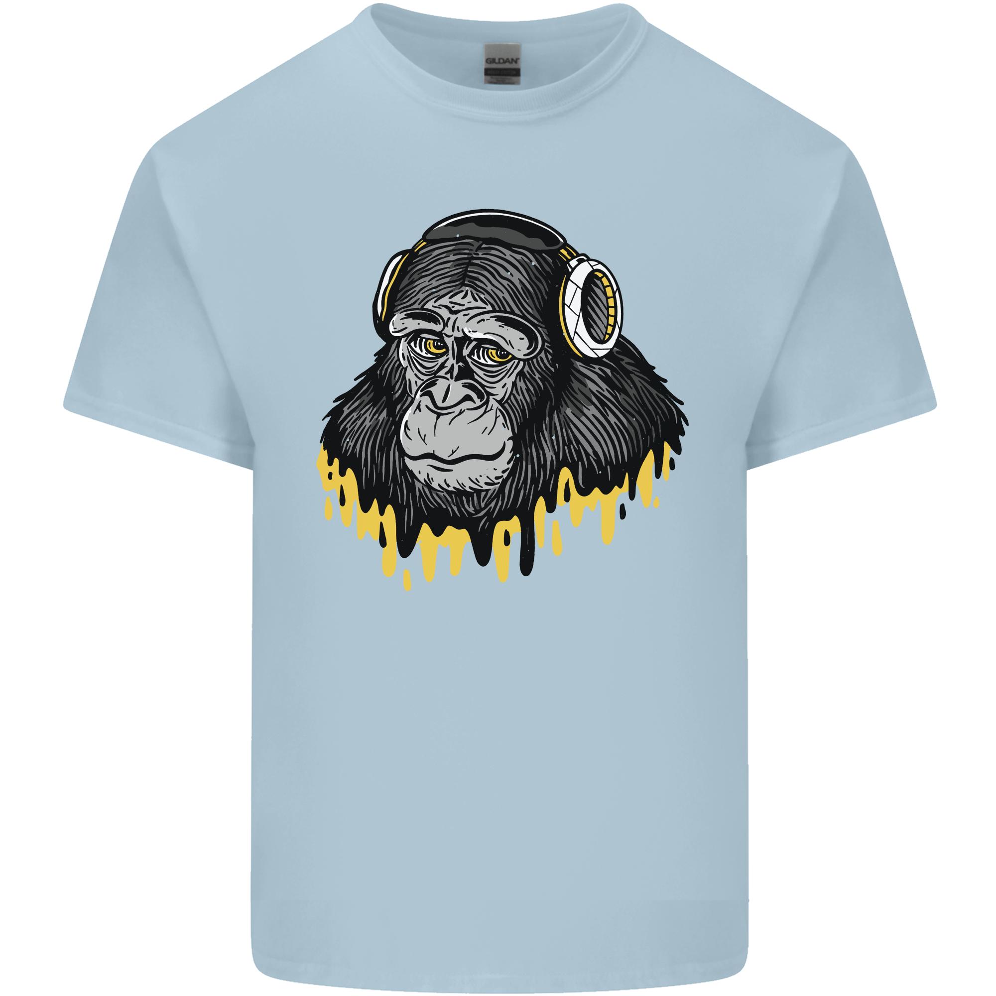 Monkey DJ Headphones Music Unisexs Light Cotton TShirt S