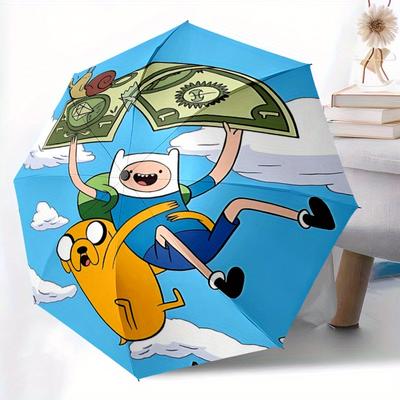Adventure Time Jake the Dog Automatic Open/Close Umbrella   Compact Travel Umbrella, 8 Rib Heavy Duty Construction, Ideal Gift, 127