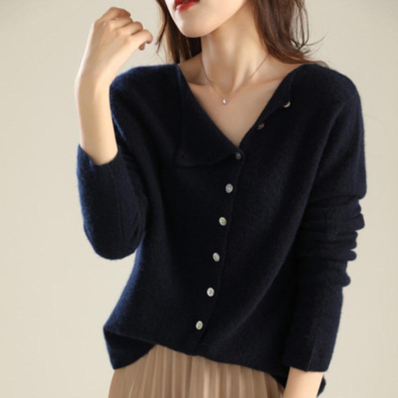 Women's Knitted Cardigan Sweater Round Neck Thin Knit Sweater