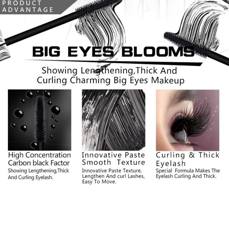 Silver Tube Big Eyes Mascara Long Curl Waterproof Non-Smudge with Creamy Black Formula